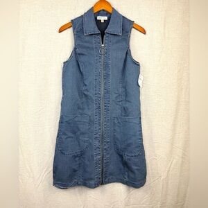Neiman Marcus Zip Front Denim Dress